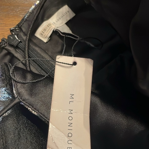 Monique Lhuillier Metallic Floral Brocade Tiered Mini Dress - Picture 4 of 6